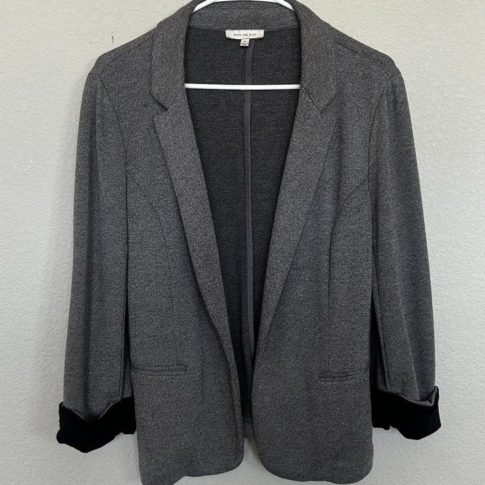 Skies are Blue -Medium Gray Knit Blazer Jacket
